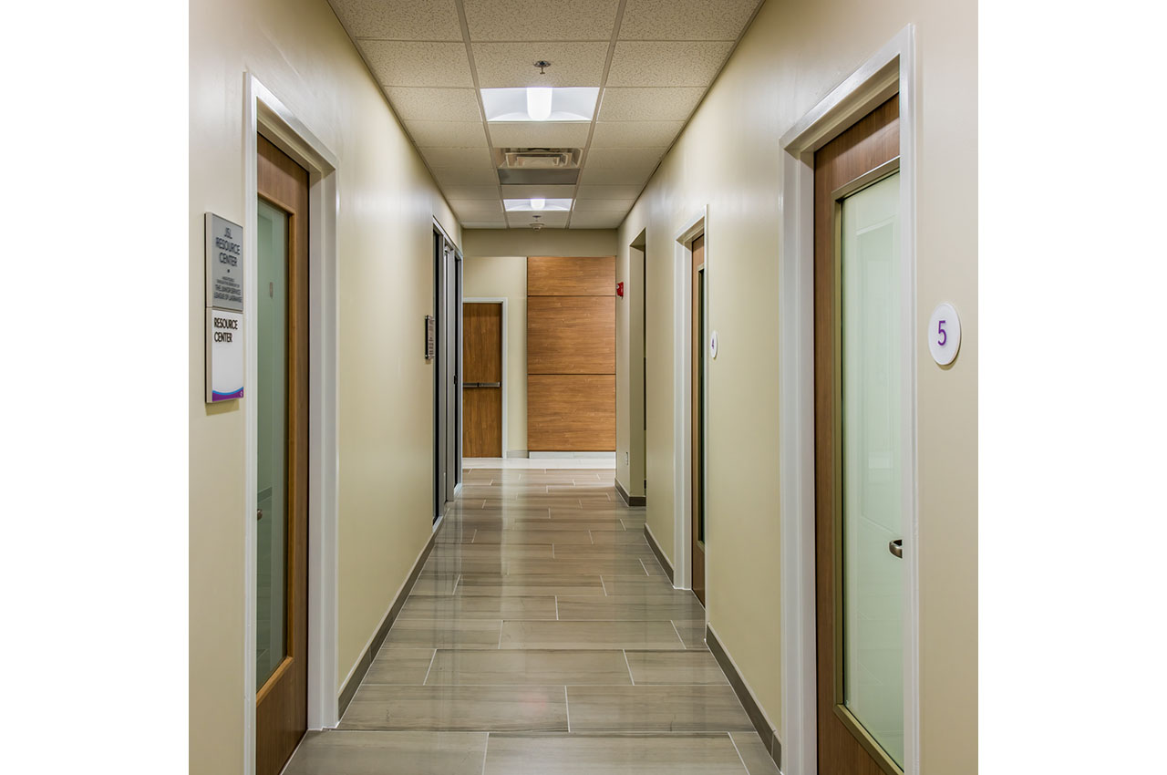 corridor view down hallway of offices